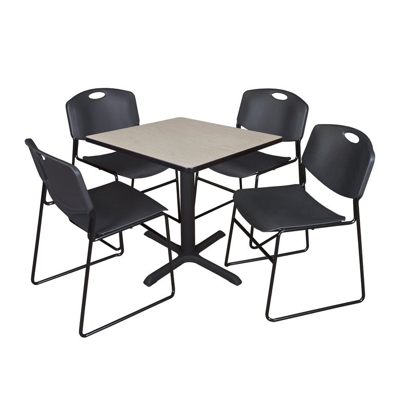 Regency Cain Professional Square Breakroom Table and 4 Zeng Stack Chairs 30"W x 30"D x 29"H (REG - TB3030 - 44) - SchoolOutlet