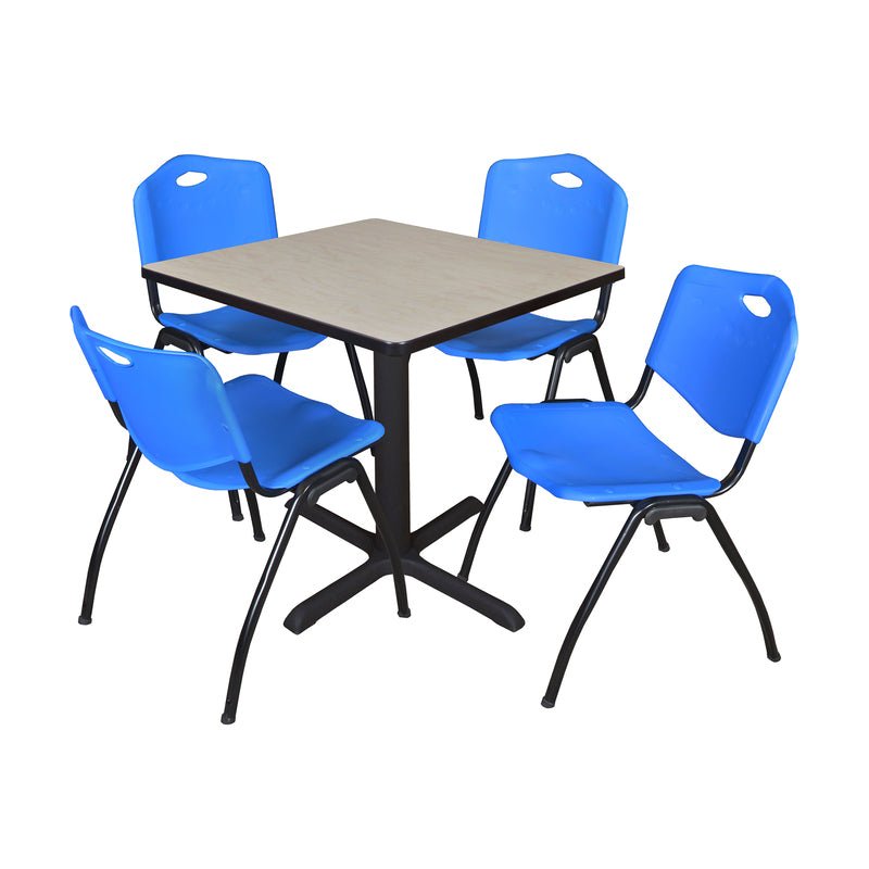 Regency Cain Professional Square Breakroom Table and 4 M Stack Chairs 30"W x 30"D x 29"H (REG - TB3030 - 47) - SchoolOutlet