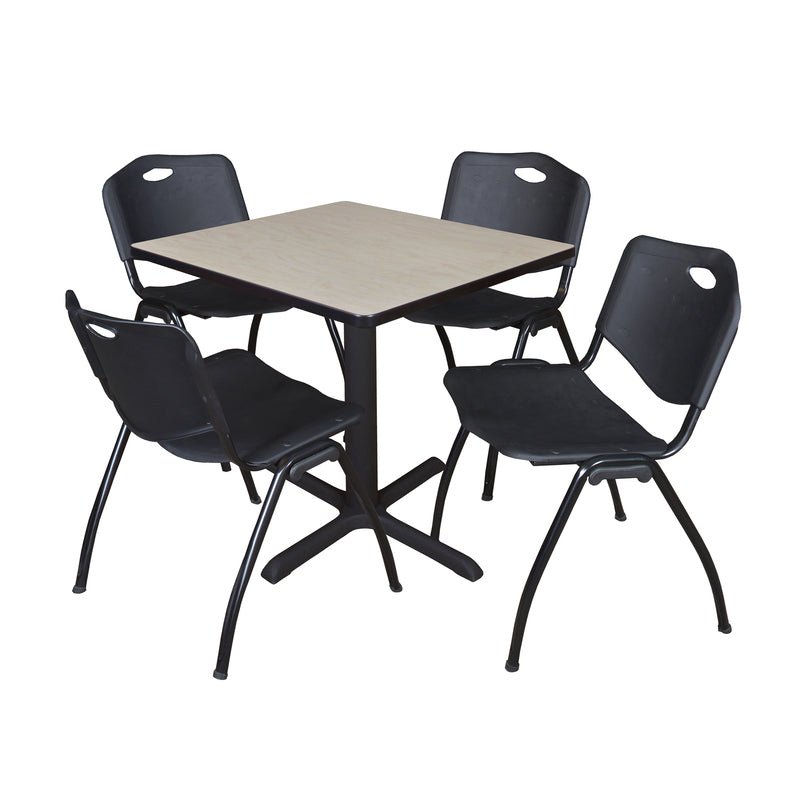 Regency Cain Professional Square Breakroom Table and 4 M Stack Chairs 30"W x 30"D x 29"H (REG - TB3030 - 47) - SchoolOutlet