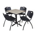 Regency Cain Professional Square Breakroom Table and 4 M Stack Chairs 30