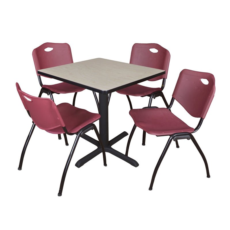 Regency Cain Professional Square Breakroom Table and 4 M Stack Chairs 30"W x 30"D x 29"H (REG - TB3030 - 47) - SchoolOutlet