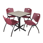 Regency Cain Professional Square Breakroom Table and 4 M Stack Chairs 30
