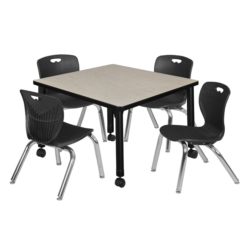 Regency Kee Mobile Adjustable Classroom Square Table with 4 Andy Stack Chairs 30" W x 30" D x 23" H (REG - TB3030 - 45) - SchoolOutlet