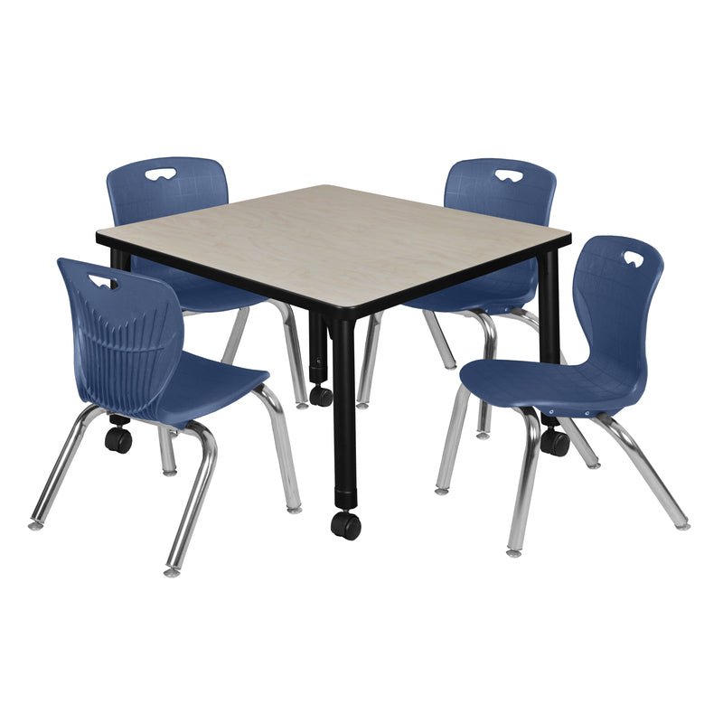 Regency Kee Mobile Adjustable Classroom Square Table with 4 Andy Stack Chairs 30" W x 30" D x 23" H (REG - TB3030 - 45) - SchoolOutlet