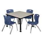 Regency Kee Mobile Adjustable Classroom Square Table with 4 Andy Stack Chairs 30