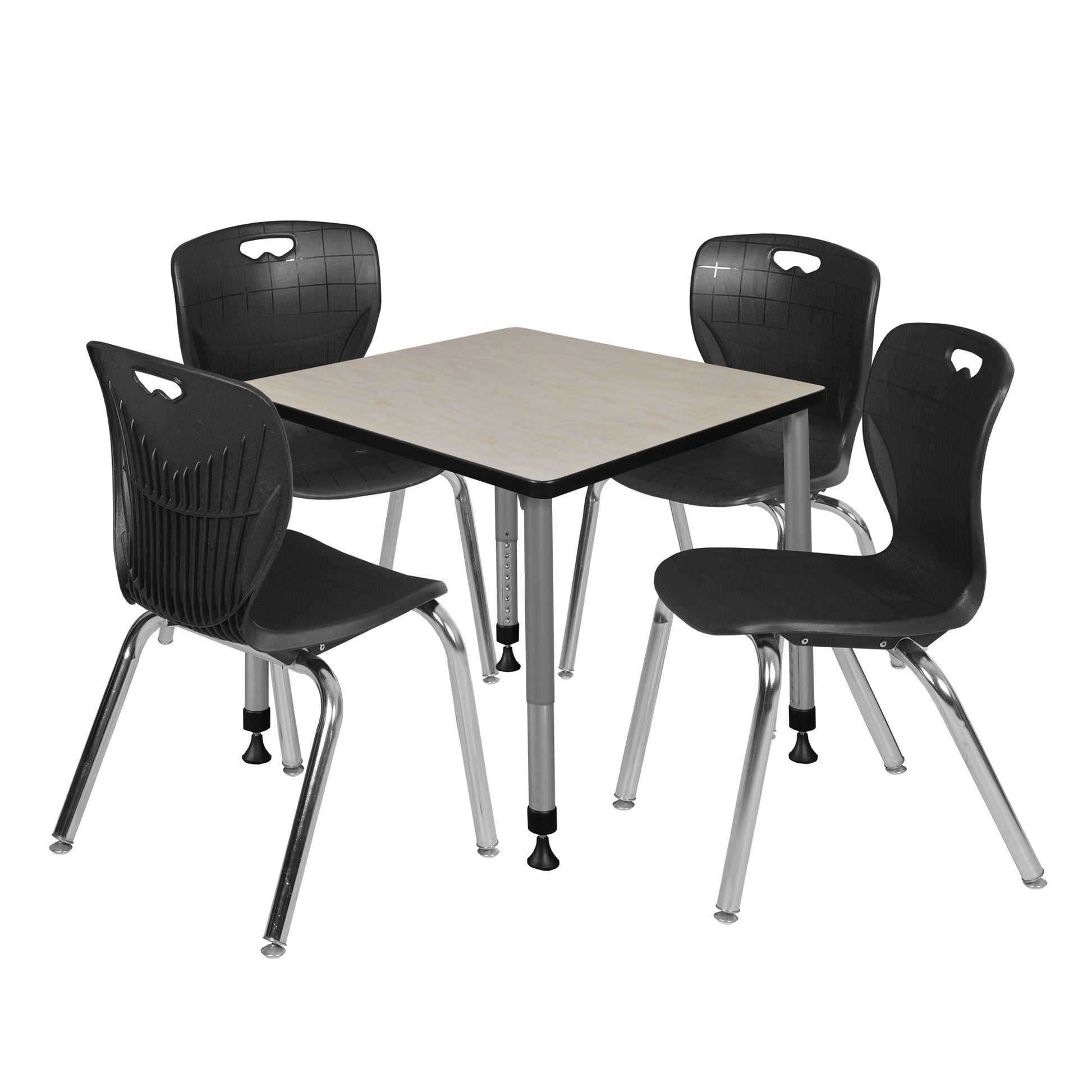 Regency Kee 30 in. Square Adjustable Classroom Table & 4 Andy 18 in. Stack Chairs - SchoolOutlet