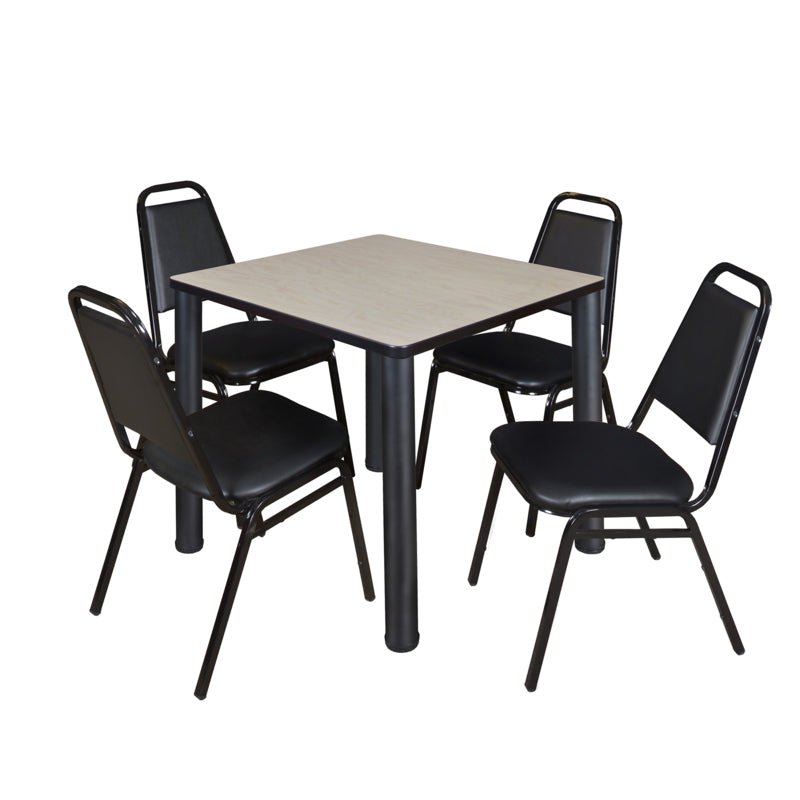 Regency Kee Breakroom Square Table with 4 Restaurant Stack Chairs 30" W x 30" D x 29" H (REG - TB3030P - 29) - SchoolOutlet