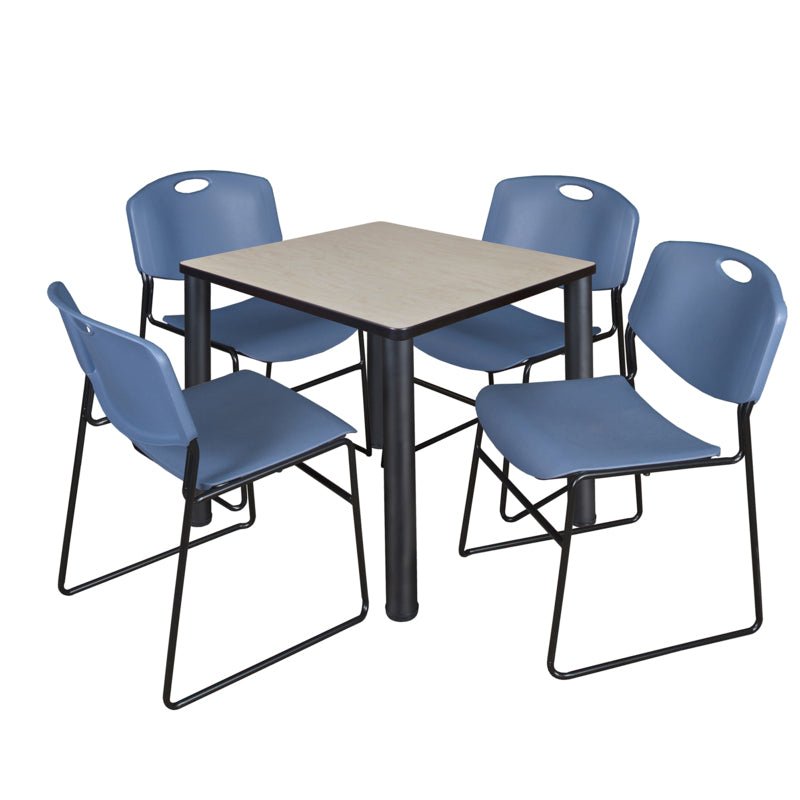 Regency Kee Breakroom Square Table with 4 Zeng Stack Chairs 30" W x 30" D x 29" H (REG - TB30304P - 44) - SchoolOutlet