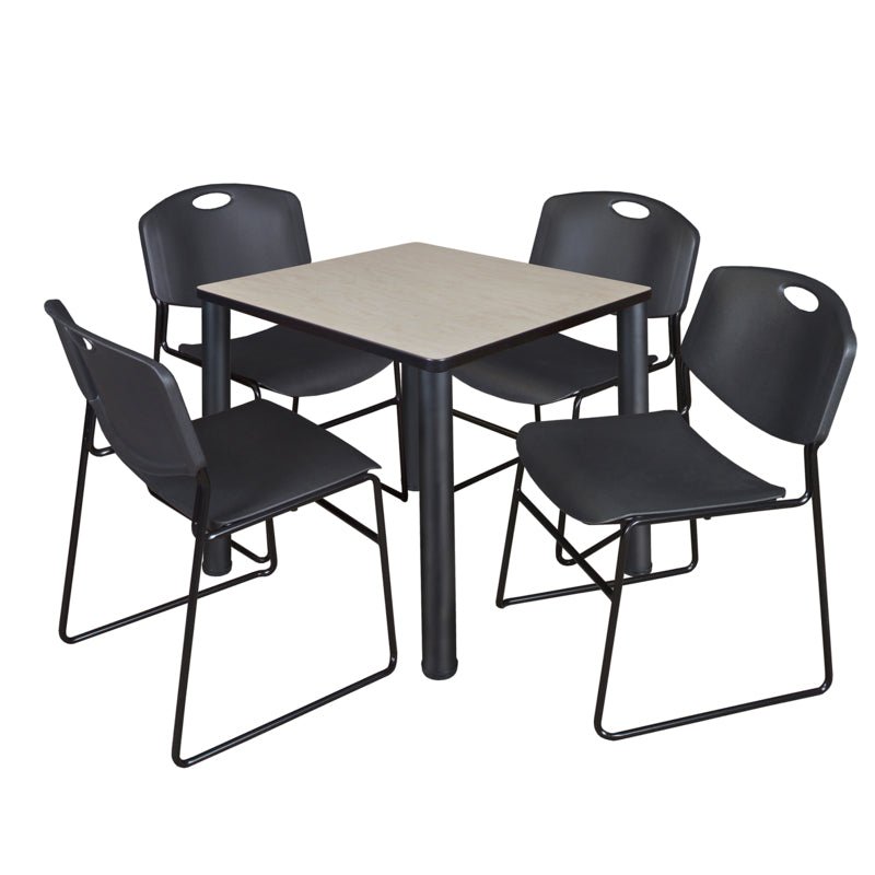 Regency Kee Breakroom Square Table with 4 Zeng Stack Chairs 30" W x 30" D x 29" H (REG - TB30304P - 44) - SchoolOutlet