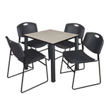 Regency Kee Breakroom Square Table with 4 Zeng Stack Chairs 30