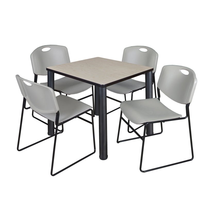 Regency Kee Breakroom Square Table with 4 Zeng Stack Chairs 30" W x 30" D x 29" H (REG - TB30304P - 44) - SchoolOutlet