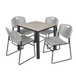 Regency Kee Breakroom Square Table with 4 Zeng Stack Chairs 30