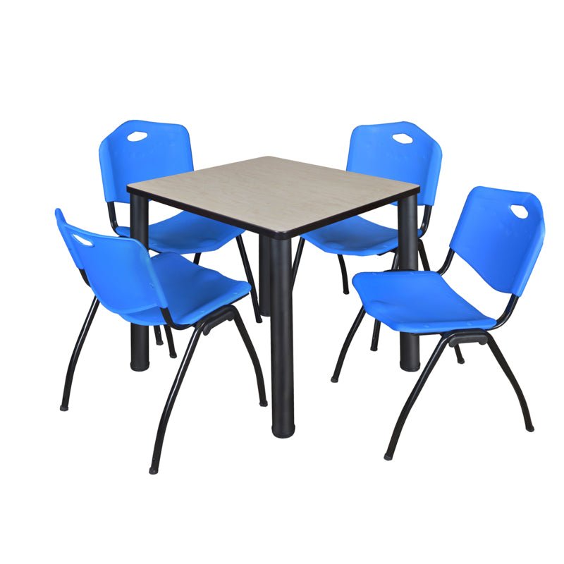 Regency Kee Breakroom Square Table with 4 M Stack Chairs 30" W x 30" D x 29" H (REG - TB3030P4 - 47) - SchoolOutlet