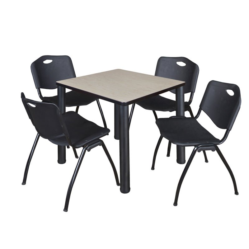Regency Kee Breakroom Square Table with 4 M Stack Chairs 30" W x 30" D x 29" H (REG - TB3030P4 - 47) - SchoolOutlet