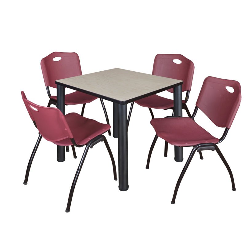 Regency Kee Breakroom Square Table with 4 M Stack Chairs 30" W x 30" D x 29" H (REG - TB3030P4 - 47) - SchoolOutlet