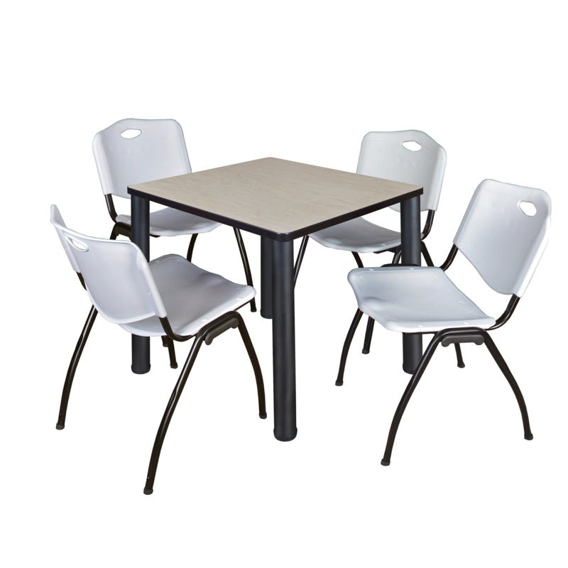 Regency Kee Breakroom Square Table with 4 M Stack Chairs 30" W x 30" D x 29" H (REG - TB3030P4 - 47) - SchoolOutlet
