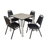 Regency Kee Breakroom Square Table with 4 Restaurant Stack Chairs 30