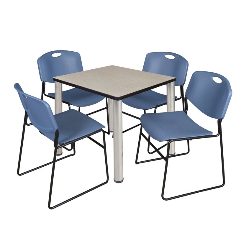 Regency Kee Breakroom Square Table with 4 Zeng Stack Chairs 30" W x 30" D x 29" H (REG - TB30304P - 44) - SchoolOutlet