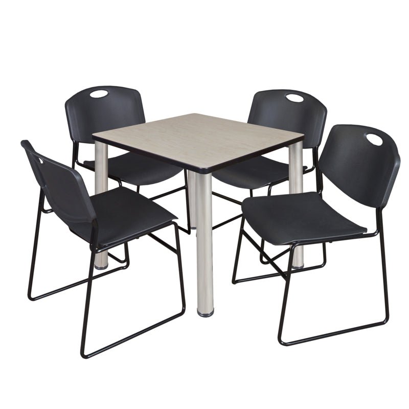 Regency Kee Breakroom Square Table with 4 Zeng Stack Chairs 30" W x 30" D x 29" H (REG - TB30304P - 44) - SchoolOutlet