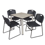 Regency Kee Breakroom Square Table with 4 Zeng Stack Chairs 30