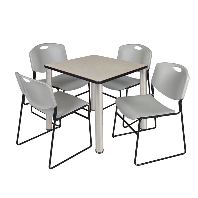 Regency Kee Breakroom Square Table with 4 Zeng Stack Chairs 30" W x 30" D x 29" H (REG - TB30304P - 44) - SchoolOutlet