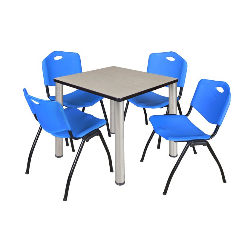 Regency Kee Breakroom Square Table with 4 M Stack Chairs 30" W x 30" D x 29" H (REG - TB3030P4 - 47) - SchoolOutlet