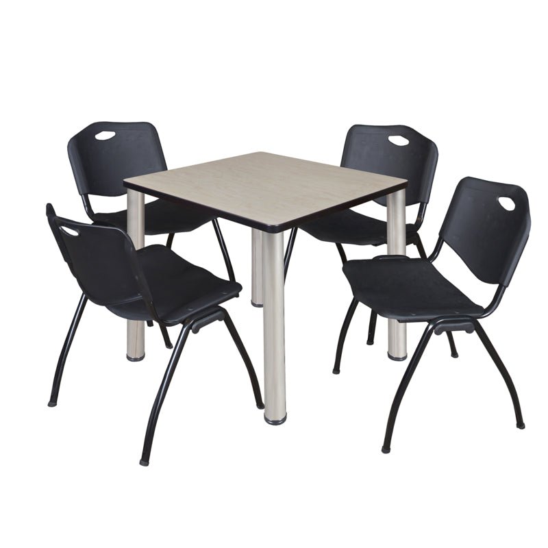 Regency Kee Breakroom Square Table with 4 M Stack Chairs 30" W x 30" D x 29" H (REG - TB3030P4 - 47) - SchoolOutlet