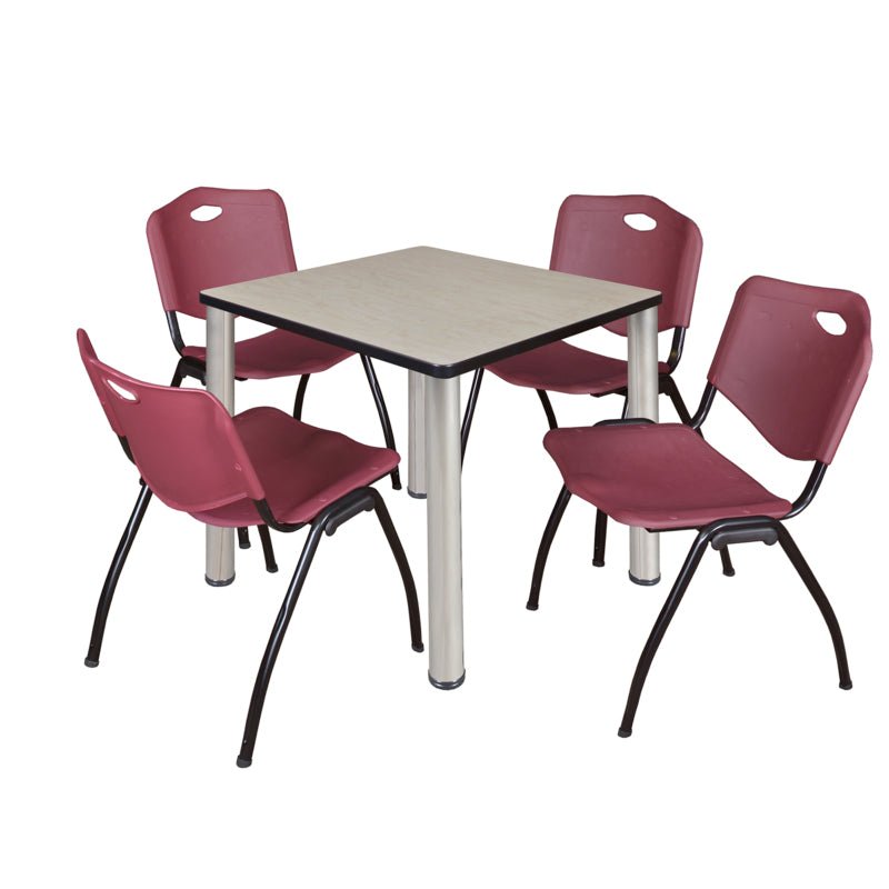 Regency Kee Breakroom Square Table with 4 M Stack Chairs 30" W x 30" D x 29" H (REG - TB3030P4 - 47) - SchoolOutlet