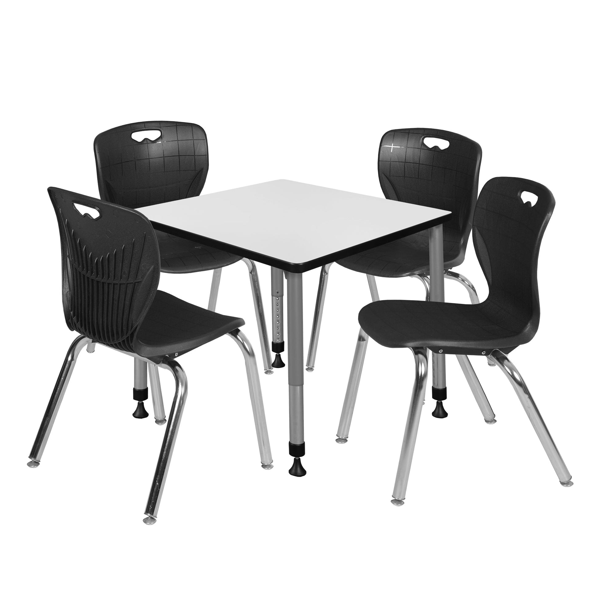 Regency Kee 30 in. Square Adjustable Classroom Table & 4 Andy 18 in. Stack Chairs - SchoolOutlet