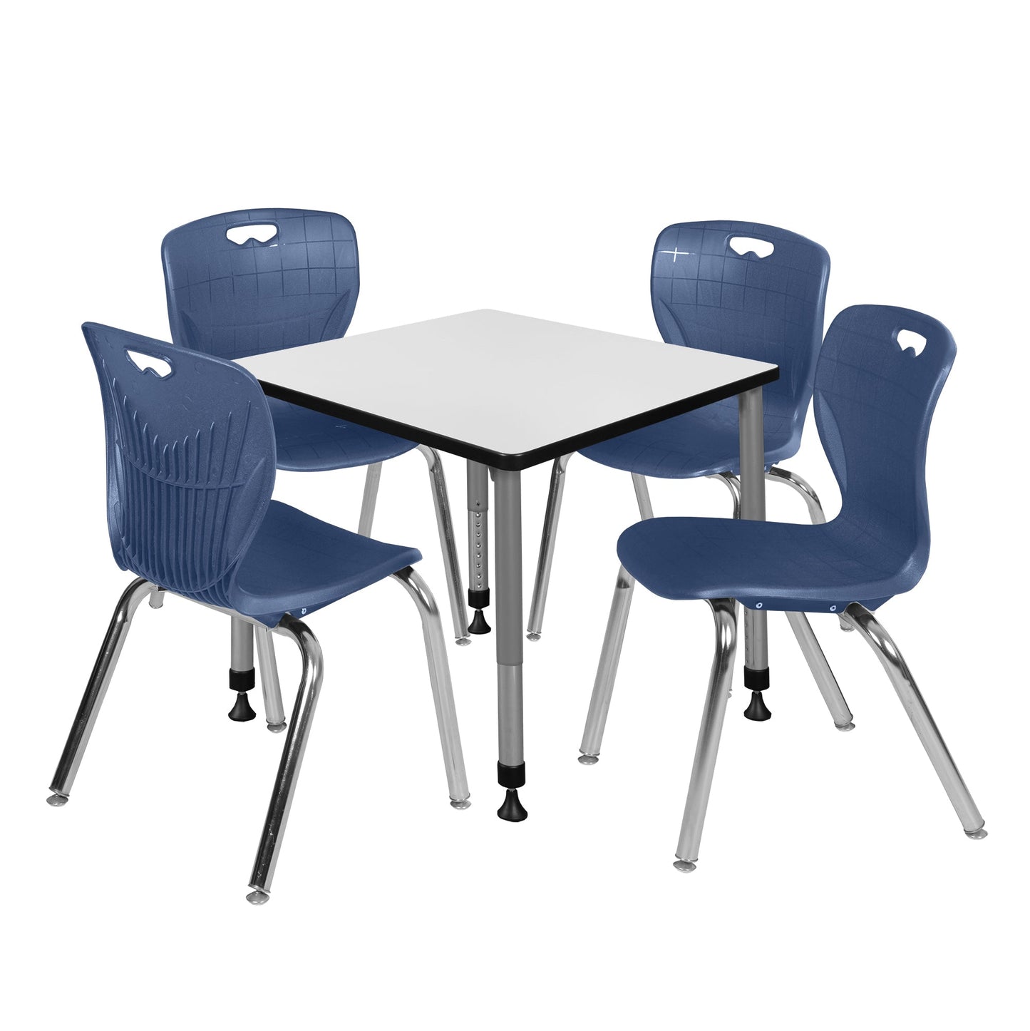 Regency Kee 30 in. Square Adjustable Classroom Table & 4 Andy 18 in. Stack Chairs - SchoolOutlet