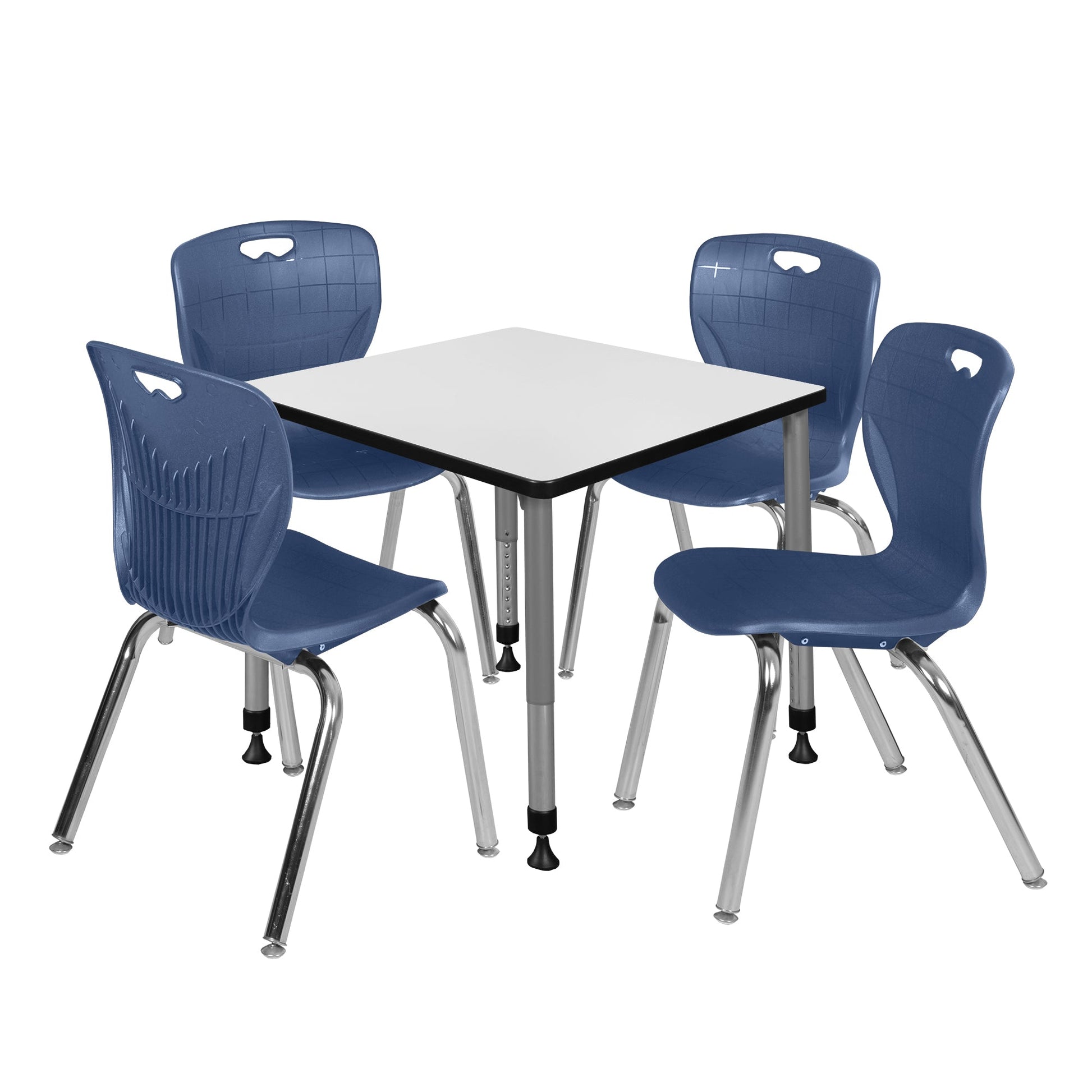 Regency Kee 30 in. Square Adjustable Classroom Table & 4 Andy 18 in. Stack Chairs - SchoolOutlet