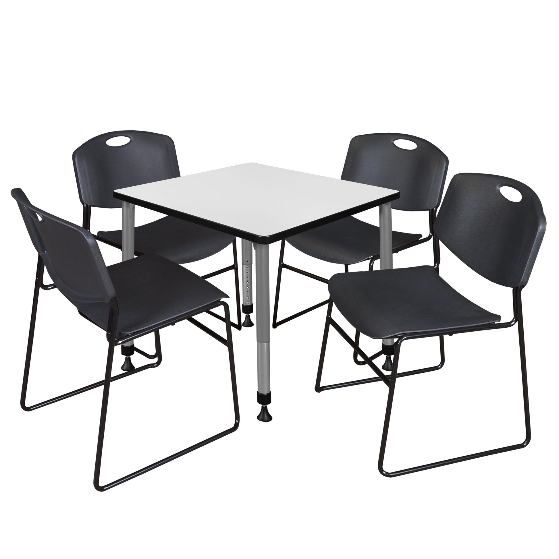 Regency Kee 30 in. Square Adjustable Classroom Table & 4 Zeng Stack Chairs - SchoolOutlet