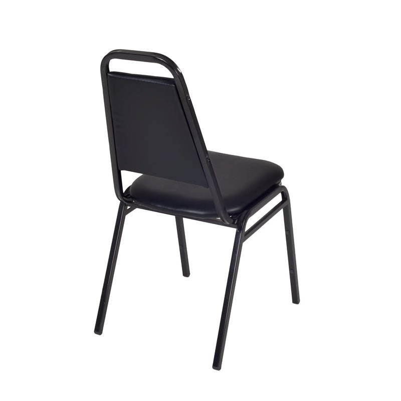 Regency Cain Round X - Base Breakroom Table with 4 Black Restaurant Stack Chairs 30" W x 30" D x 29" H (REG - TB30R - 29) - SchoolOutlet