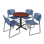 Regency Cain Round X - Base Breakroom Table with 4 Zeng Stack Chairs 30