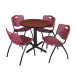 Regency Cain Round X - Base Breakroom Table with 4 M Stack Chairs 30