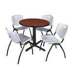 Regency Cain Round X - Base Breakroom Table with 4 M Stack Chairs 30