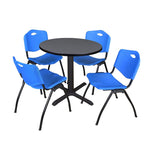 Regency Cain Round X - Base Breakroom Table with 4 M Stack Chairs 30