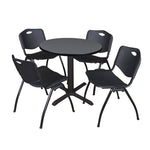 Regency Cain Round X - Base Breakroom Table with 4 M Stack Chairs 30