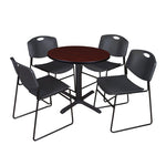 Regency Cain Round X - Base Breakroom Table with 4 Zeng Stack Chairs 30