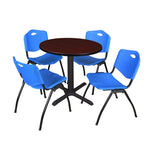 Regency Cain Round X - Base Breakroom Table with 4 M Stack Chairs 30