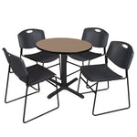 Regency Cain Round X - Base Breakroom Table with 4 Zeng Stack Chairs 30