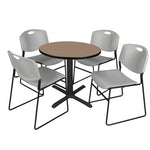 Regency Cain Round X - Base Breakroom Table with 4 Zeng Stack Chairs 30
