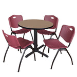 Regency Cain Round X - Base Breakroom Table with 4 M Stack Chairs 30