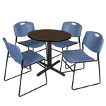Regency Cain Round X - Base Breakroom Table with 4 Zeng Stack Chairs 30