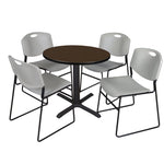 Regency Cain Round X - Base Breakroom Table with 4 Zeng Stack Chairs 30