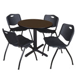 Regency Cain Round X - Base Breakroom Table with 4 M Stack Chairs 30