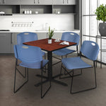 Regency Cain Square X - Base Breakroom Table with 4 Zeng Stack Chairs 36