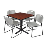 Regency Cain Square X - Base Breakroom Table with 4 Zeng Stack Chairs 36