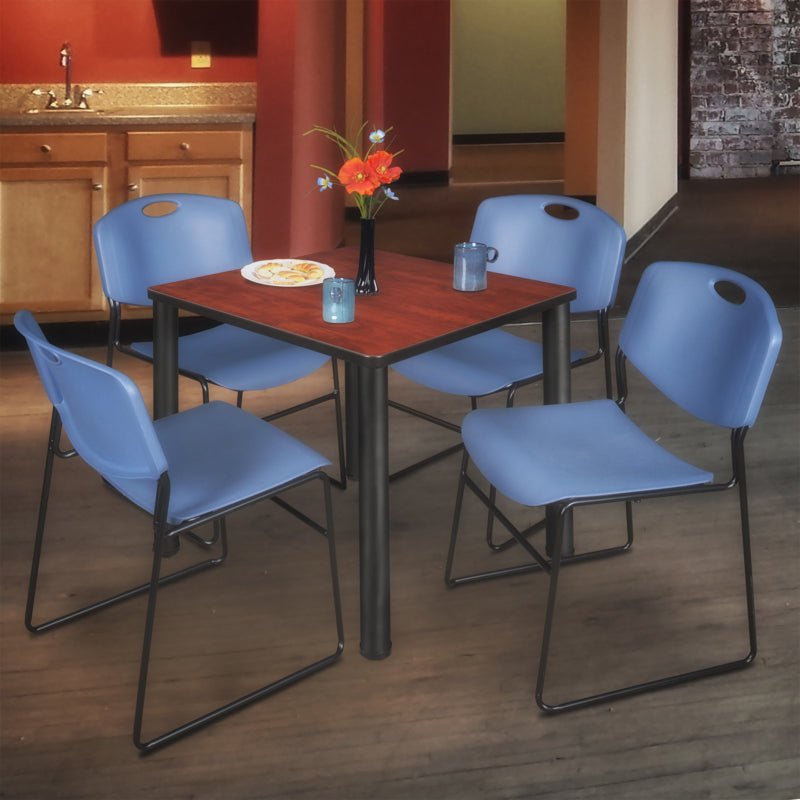 Regency Kee Versatile Breakroom Table and Zeng Stack Chairs 36" W x 36" D x 29" H (REG - TB3636P - 44) - SchoolOutlet