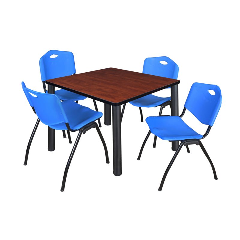 Regency Kee Professional Square Breakroom Table and 4 M Stack Chairs 36" W x 36" D x 29" H (REG - TB3636P - 47) - SchoolOutlet